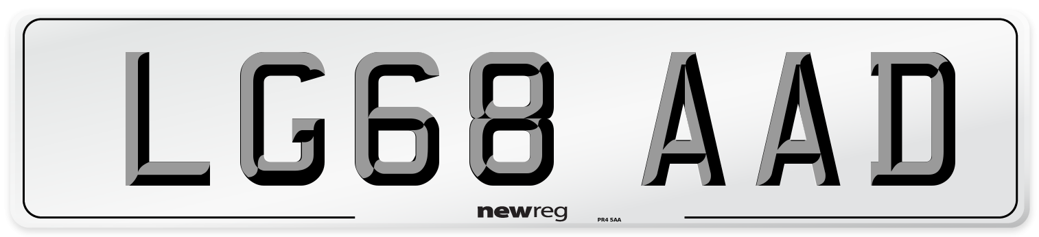 LG68 AAD Number Plate from New Reg